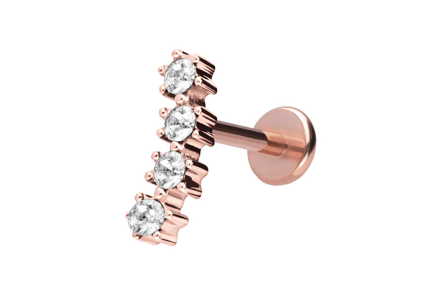 Titan Labret Piercing mit Push Fit 4 EINGEFASSTE KRISTALLE